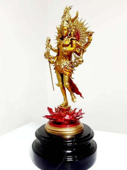 พระตรีมูรติ เนื้อบรอนซ์ สูง9นิ้ว 11นิ้วรวมฐานหินอ่อน  รูปที่ 9