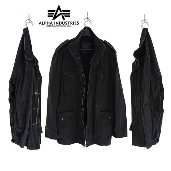 F001 เสื้อ  Alpha Industries Inc Black Cold Weather Coat Jacket Men's (USA.) รูปที่ 2