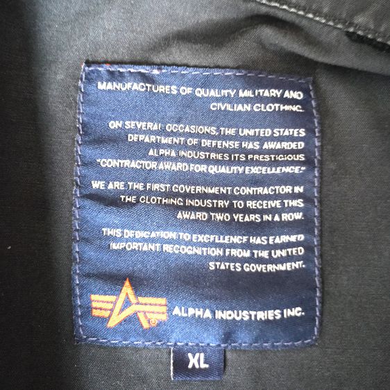 F001 เสื้อ  Alpha Industries Inc Black Cold Weather Coat Jacket Men's (USA.) รูปที่ 8