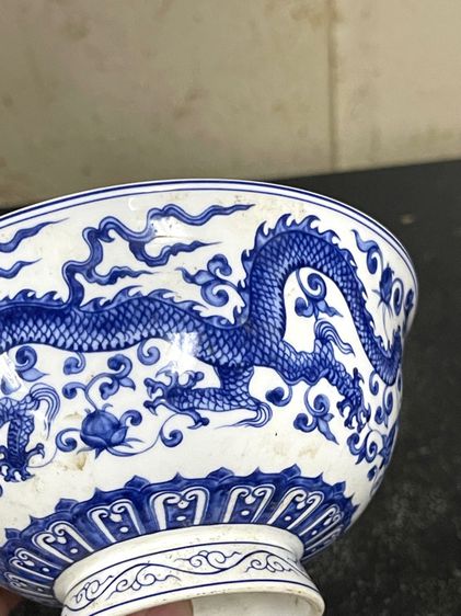 ชามกังไส ลายคราม มังกรนกฟีนิกซ์ สะสมB5 รูปที่ 3