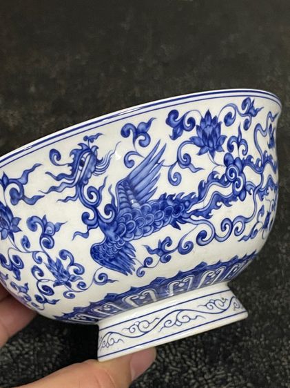 ชามกังไส ลายคราม มังกรนกฟีนิกซ์ สะสมB5 รูปที่ 6
