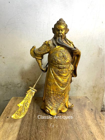 เทพเจ้า กวนอู ทองเหลืองกะไหล่ทอง สะสม A21