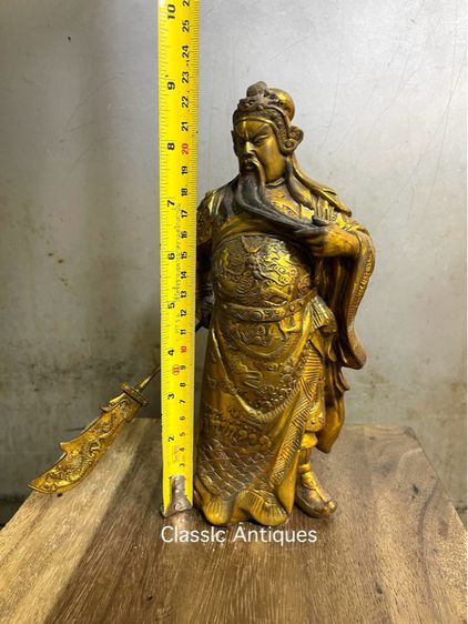 เทพเจ้า กวนอู ทองเหลืองกะไหล่ทอง สะสม A21 รูปที่ 9