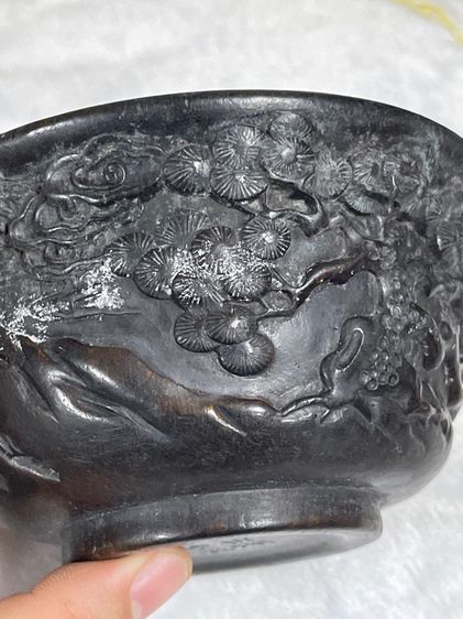 ชาม แกะสลักนกกระเรียนสะสม รูปที่ 6