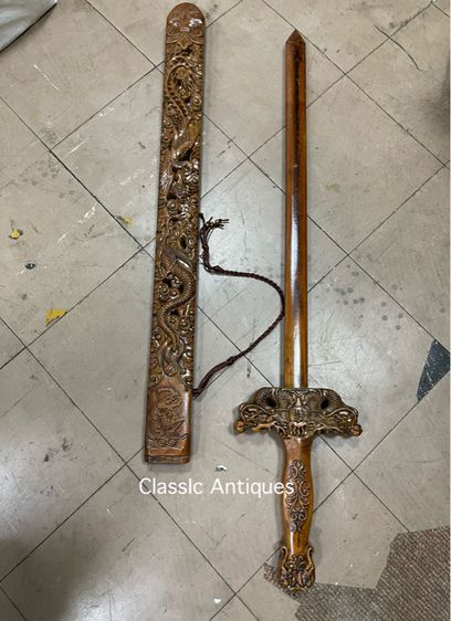 กระบี่มังกร ดาบ ไม้แกะสลักสะสมA2 รูปที่ 12