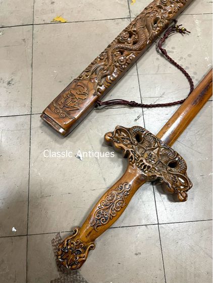 กระบี่มังกร ดาบ ไม้แกะสลักสะสมA2 รูปที่ 13