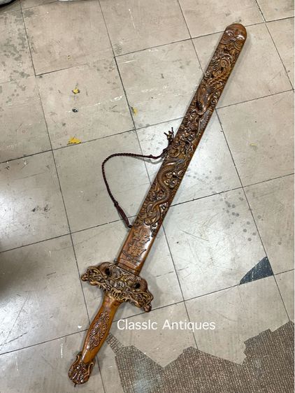 กระบี่มังกร ดาบ ไม้แกะสลักสะสมA2 รูปที่ 2