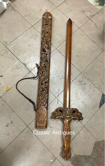 กระบี่มังกร ดาบ ไม้แกะสลักสะสมA2 รูปที่ 6