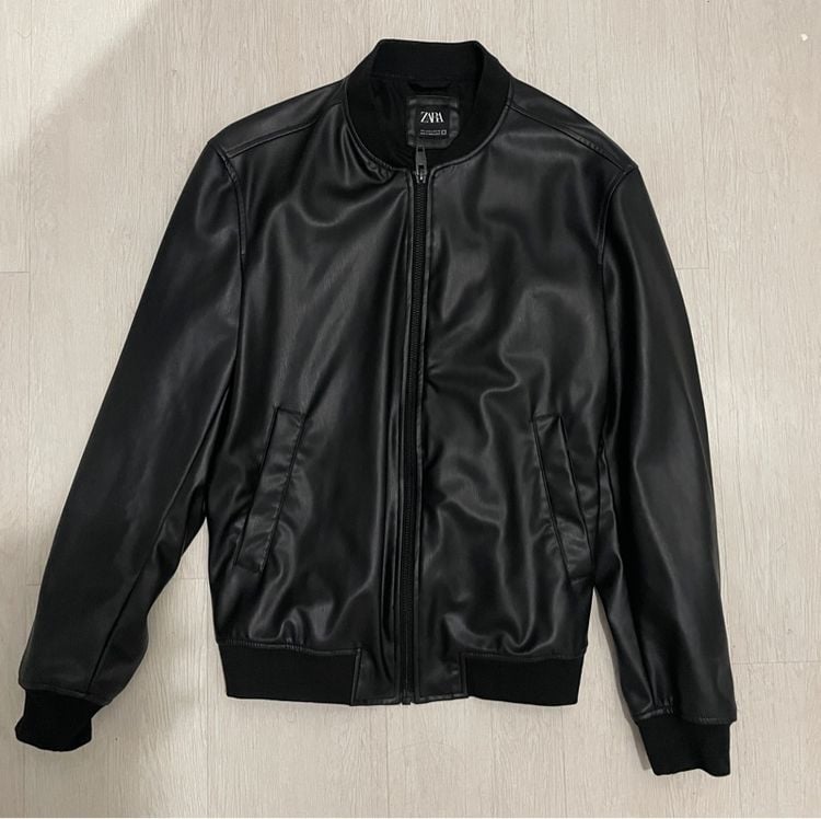 Faux Leather Bomber Jacket Zara