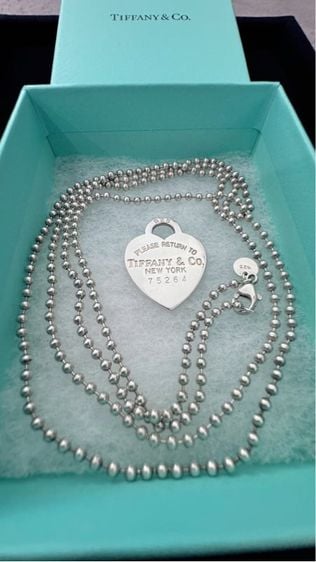 สร้อยคอและจี้ เงิน Tiffany and Co Return to Heart Tag Ball Chain Necklace Pendant Silver   สร้อยคอ ทิฟฟานี่ แอน โคว 