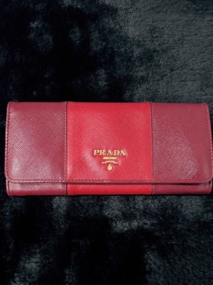 อื่นๆ หนัง PU หญิง แดง Prada Saffiano Leather Wallet Red Made in Italy กระเป๋าสตางค์ใบยาว
