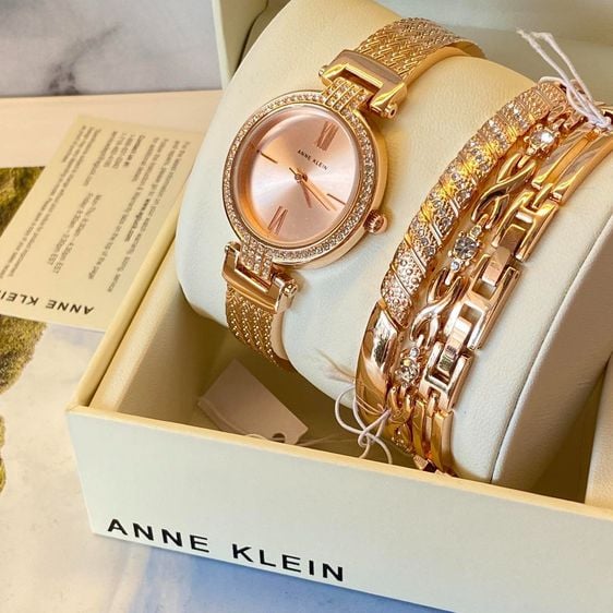 Guess โรสโกลด์ นาฬิกาข้อมือผู้หญิงAnne Klein Women‘s Premium  Crystal Accented Bangle Watch