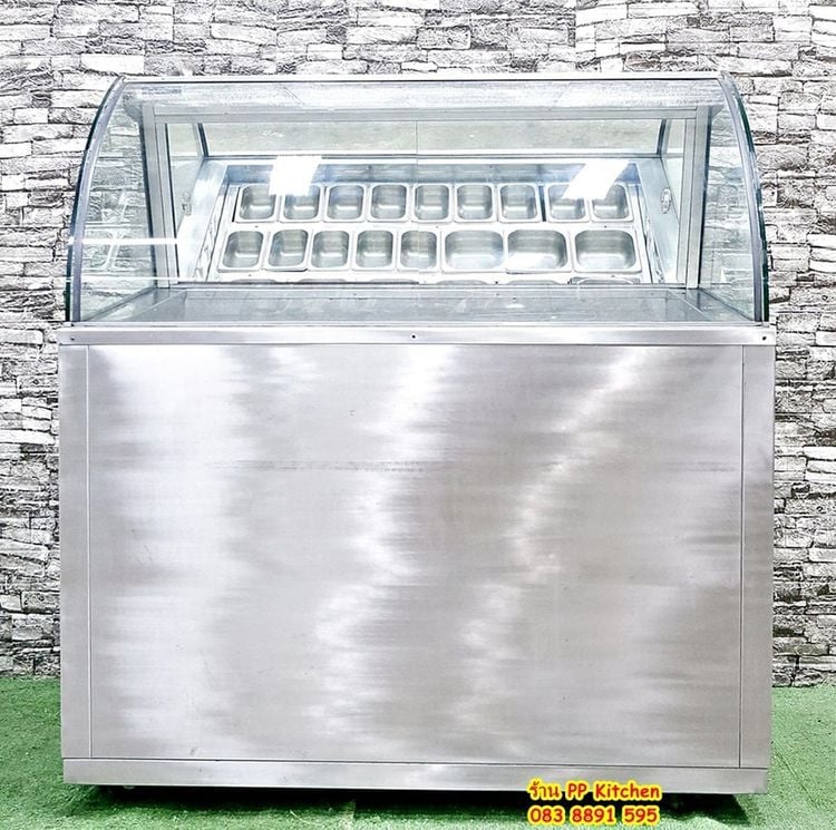 อื่นๆ ขายตู้แช่เย็นสแตนเลสแท้ ✨สวยงามมาก 🍧 ตู้แช่สแตนเลส ตู้แช่ท็อปปิ้งกระจกโค้งในตัว 🥑 ตู้แช่สลัดบาร์ 👉🏻 ขนาด120CM. 