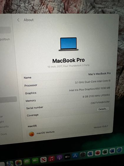 MacBook Pro 13 inch 2017 touch bar 3.1 GHz memory 8 GB รูปที่ 8