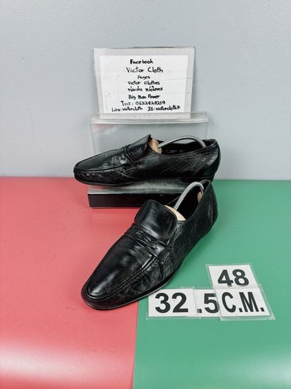 รองเท้าหนังแท้ Florsheim Sz.14us48eu32.5cm(เท้ากว้างอูมใส่ได้) สีดำ พื้นหนัง Upperหนังนิ่ม สภาพสวย ไม่ขาดซ่อม ใส่เรียนทำงานได้