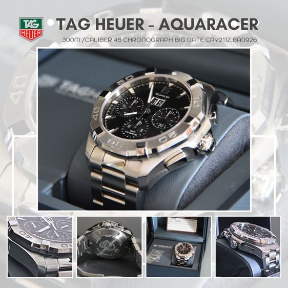 ดำ TAG Heuer Aquaracer Caliber 45 Chronograph Big Date - สุดยอดนาฬิกาสำหรับสุภาพบุรุษผู้รักในความหรูหรา ฟังก์ชั่นการใช้งาน และความทนทาน