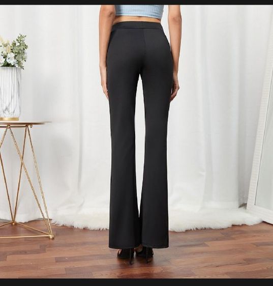 กางเกงขาบานสีดำ กางเกงลำลองแฟชั่นสำหรับผู้หญิง S-XL รูปที่ 4