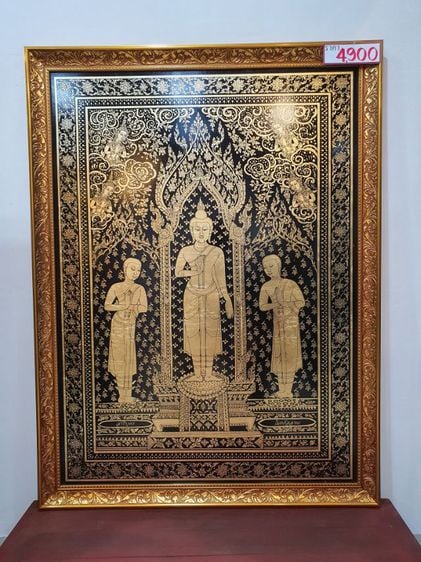 ภาพพระโมคลาพระสารีบุตรลงรักปิดทอง รวมกรอบ 90×120cm. รูปที่ 1