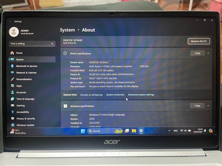 Notebook acer swift3 รูปที่ 6