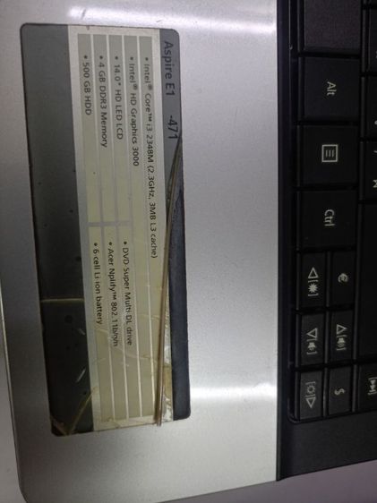 notebook acer aspire e1 471 intel core i3- 2348m ram 8 GB มือสองสภาพสวยแบตเตอรี่เก็บไฟนานเกิน 1 ชั่วโมง รูปที่ 5