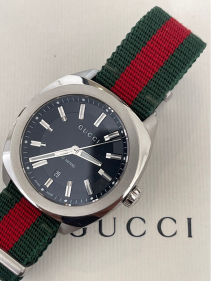 GUCCI GG2570 Blue Dial 40 mm Green and Red Nylon Watch YA142301  รูปที่ 12