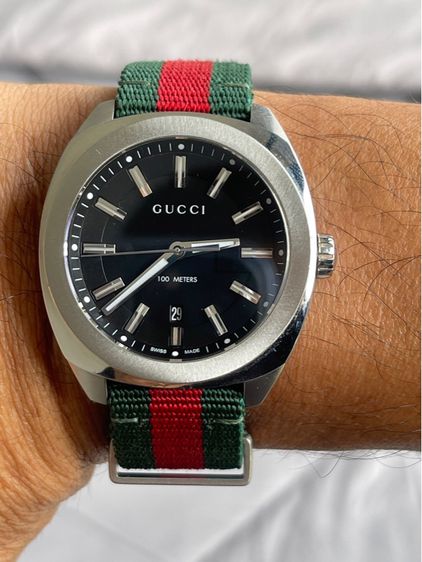 GUCCI GG2570 Blue Dial 40 mm Green and Red Nylon Watch YA142301  รูปที่ 16