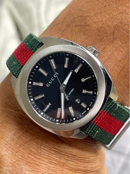 GUCCI GG2570 Blue Dial 40 mm Green and Red Nylon Watch YA142301  รูปที่ 18