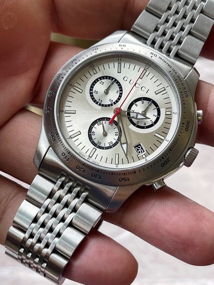 GUCCI Chronograph Swiss Movement Silver Dial YA126255 รูปที่ 11