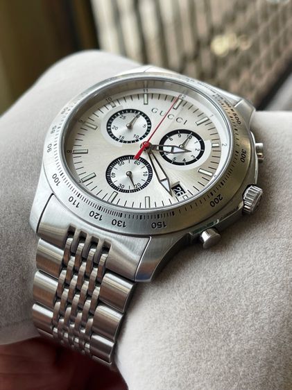 GUCCI Chronograph Swiss Movement Silver Dial YA126255 รูปที่ 8