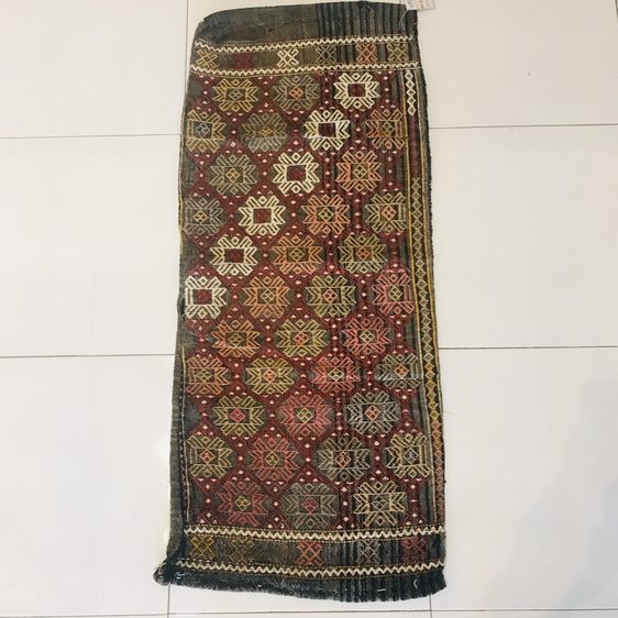 พรมและเสื่อ Vintage Handwoven Turkish Kilim with Hand Embroidery (44 x 102 cm.) P1-47