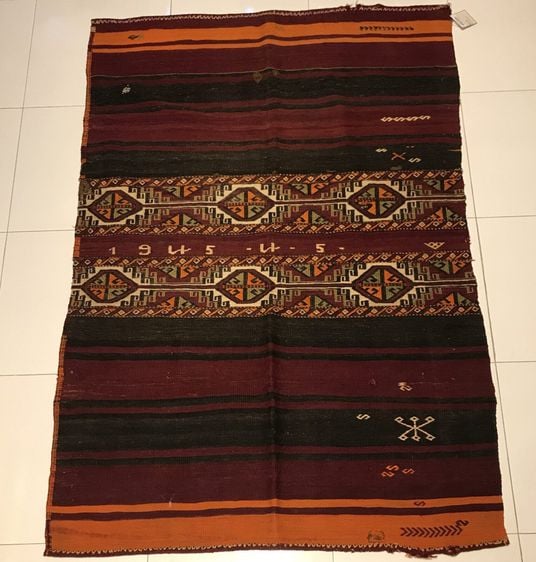 พรมและเสื่อ Vintage Rare Handwoven Turkish Wool Kilim (100 x 156 cm.) P1-71