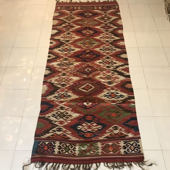 พรมและเสื่อ Vintage Flatweave Turkish Wool Kilim Very Rare Excellent Condition (125 x 300 cm.) P1-99