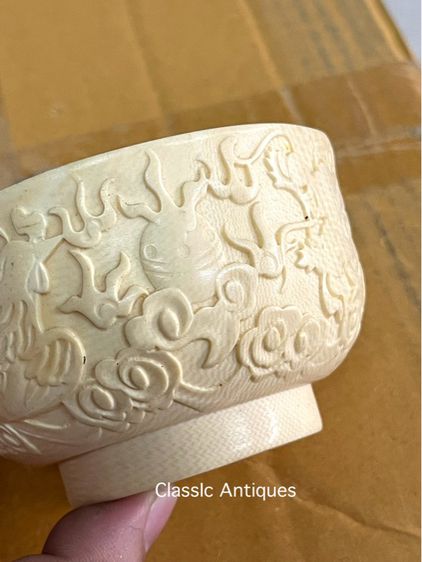 ถ้วยแกะสลัก มังกร นกฟีนิกซ์ สะสม รูปที่ 2