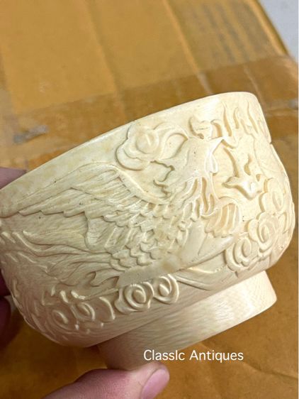 ถ้วยแกะสลัก มังกร นกฟีนิกซ์ สะสม รูปที่ 3