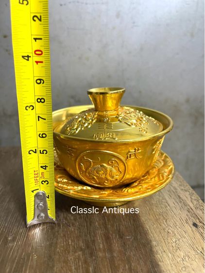 ถ้วยน้ำชา 4 สัตว์จตุรเทพ กะไหล่ทอง A1 รูปที่ 17