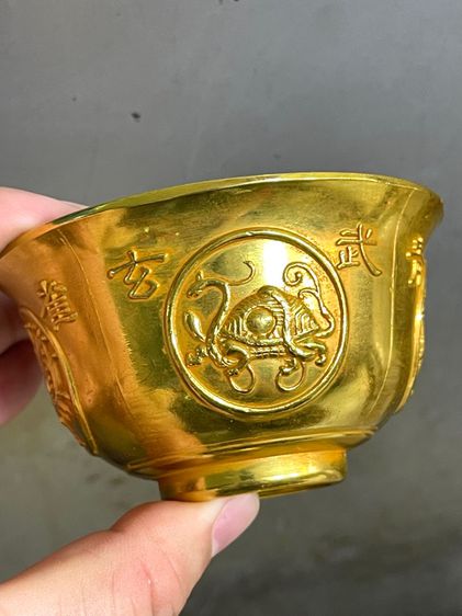 ถ้วยน้ำชา 4 สัตว์จตุรเทพ กะไหล่ทอง A1 รูปที่ 10