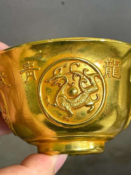 ถ้วยน้ำชา 4 สัตว์จตุรเทพ กะไหล่ทอง A1 รูปที่ 13