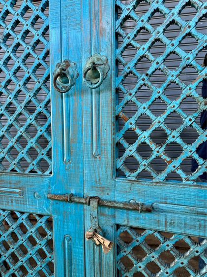 ประตูไม้ระแนงวินเทจสีฟ้า รูปที่ 5