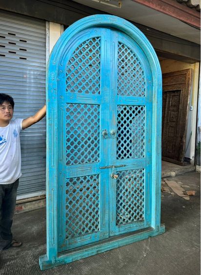 ประตูไม้ระแนงวินเทจสีฟ้า รูปที่ 2
