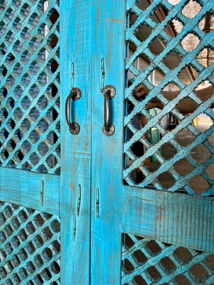 ประตูไม้ระแนงวินเทจสีฟ้า รูปที่ 12