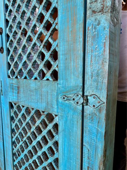 ประตูไม้ระแนงวินเทจสีฟ้า รูปที่ 13