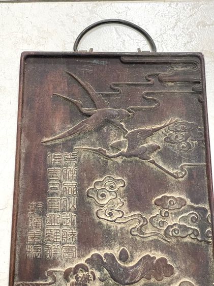 แผ่นไม้แกะสลัก โป๊ยเซียน เก่าสะสมA3 รูปที่ 13