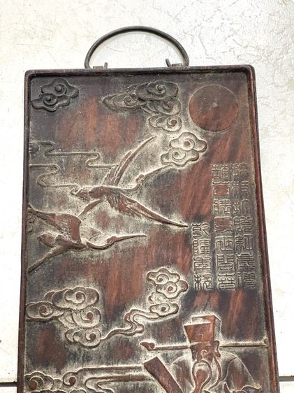 แผ่นไม้แกะสลัก โป๊ยเซียน เก่าสะสมA3 รูปที่ 7