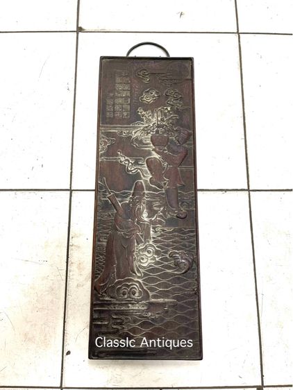 แผ่นไม้แกะสลัก โป๊ยเซียน เก่าสะสมA3 รูปที่ 3