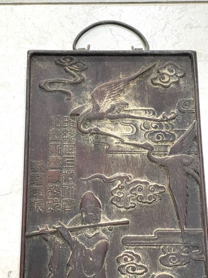 แผ่นไม้แกะสลัก โป๊ยเซียน เก่าสะสมA3 รูปที่ 10