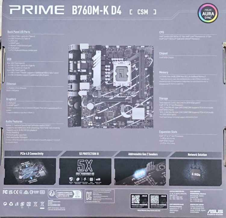 ขาย MB Asus Prime B760M-K D4 socket LGA1700 สเปคดีราคาถูก สภาพใหม่ อุปกรณ์ครบยกกล่อง ประกันยาว รูปที่ 7