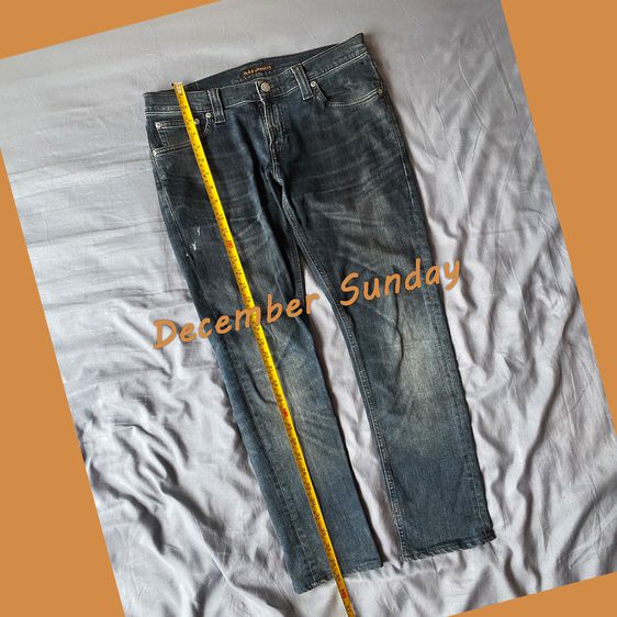 กางเกงยีนส์ Nudie มือสองของแท้ N933 Tight Long John Chain Worn สีเทาดำ รูปที่ 2