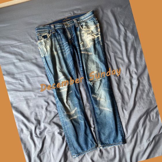 Nudie Jeans กางเกงยีนส์ Nudie มือสองของแท้ N359 Tight Long John Peter Replica สียีนส์อ่อน เซอร์สุดๆ