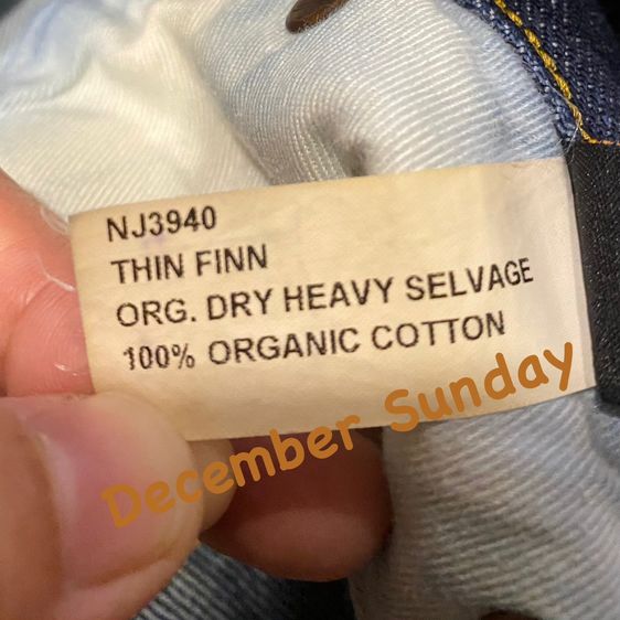 กางเกงยีนส์ Nudie มือสองของแท้ NJ3940 Thin Fin Org. Dry Heavy Selvage รูปที่ 16