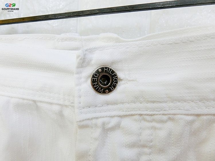 TOMMY HILFIGER แท้ เอว35 กางเกงยีนส์ขายาวขาวคลาสสิกสปอต รูปที่ 5